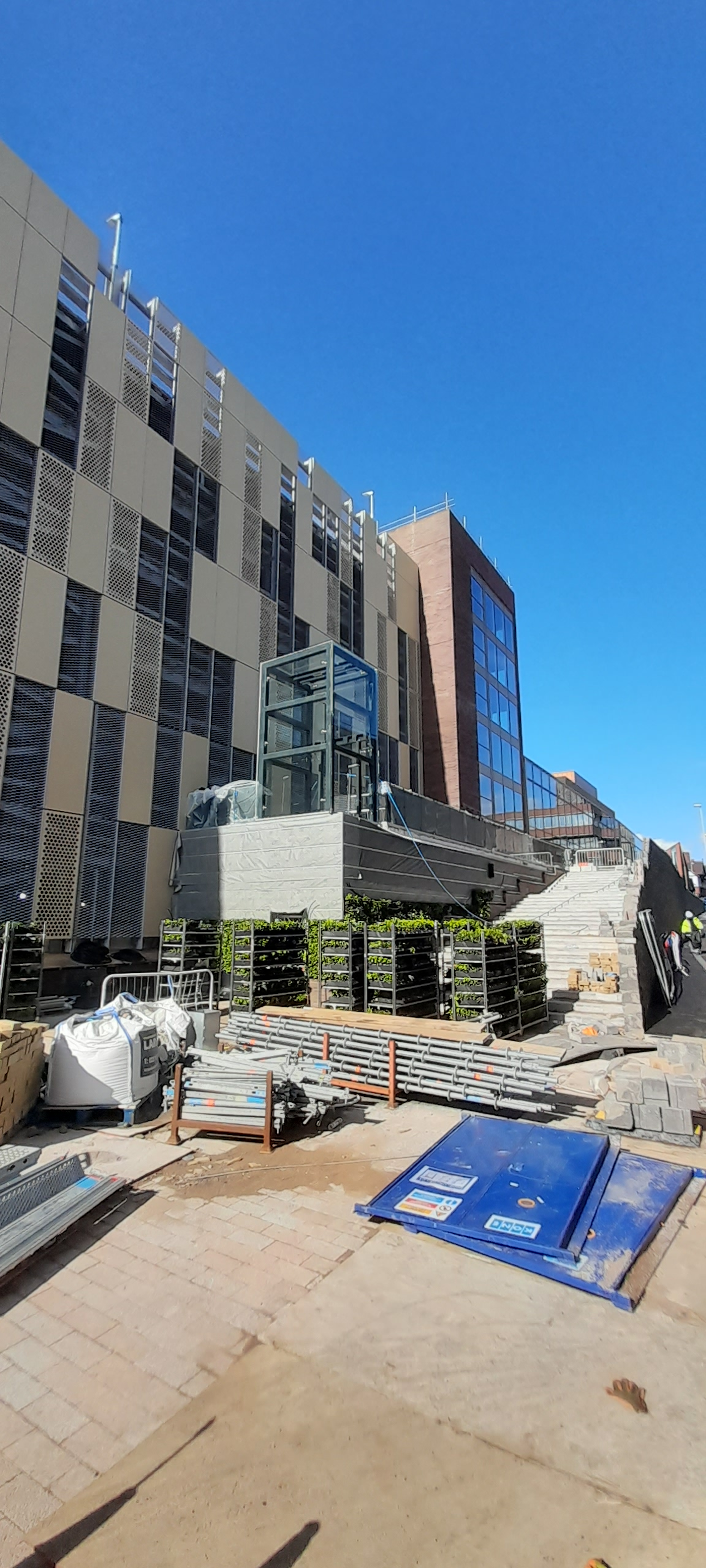 construction site with planted modules ready for installation