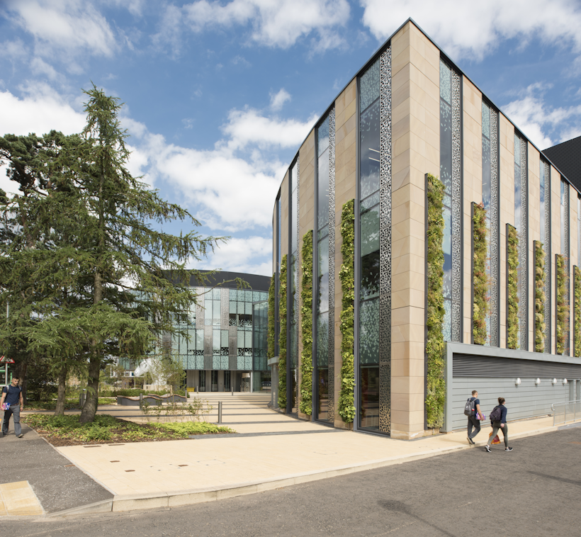 living walls on a large university building